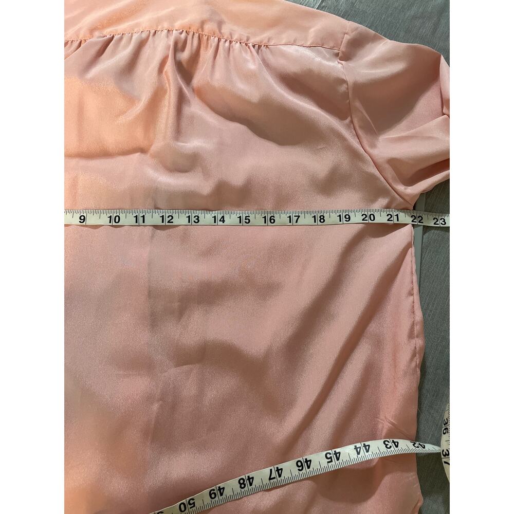 Vintage Pale Pink Silky Button Down Blouse Size 14 - Picture 7 of 8